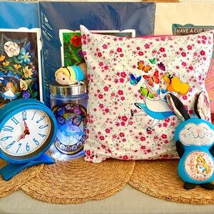 Alice in Wonderland Plush, Pillow, Clock, Light Lamp, Disney TSUM Bundle Of 5
